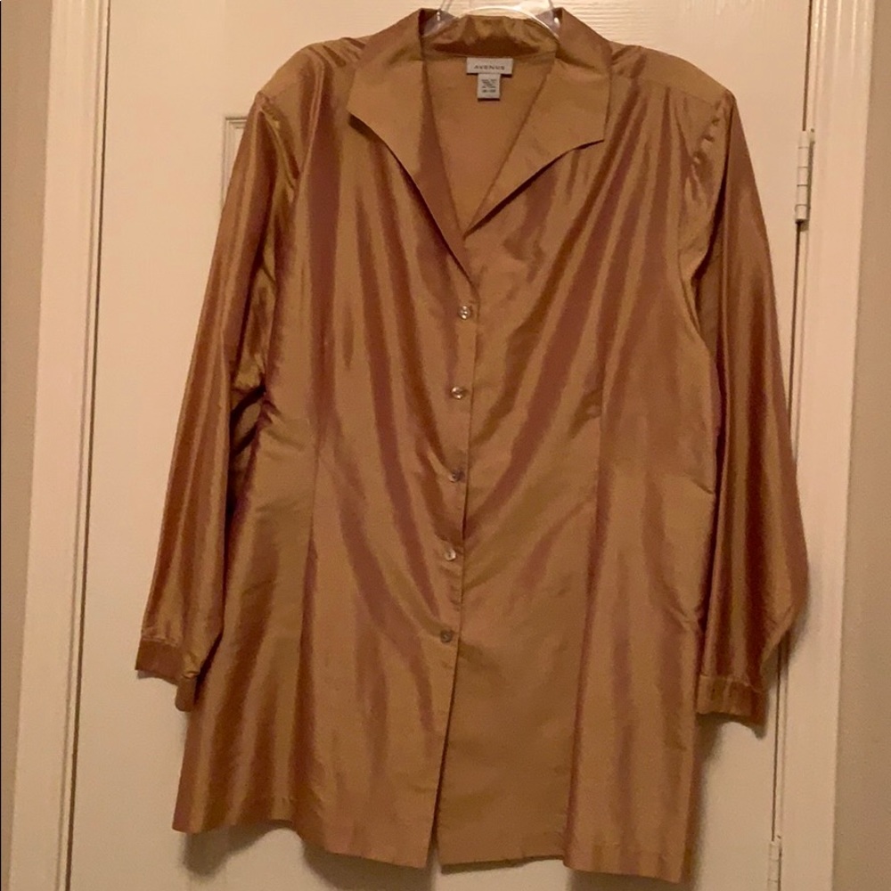 Avenue gold 100% silk long sleeve blouse
